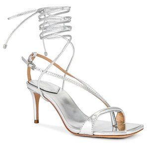 Schutz X REVOLVE Vikki Heels in Silver 6.5